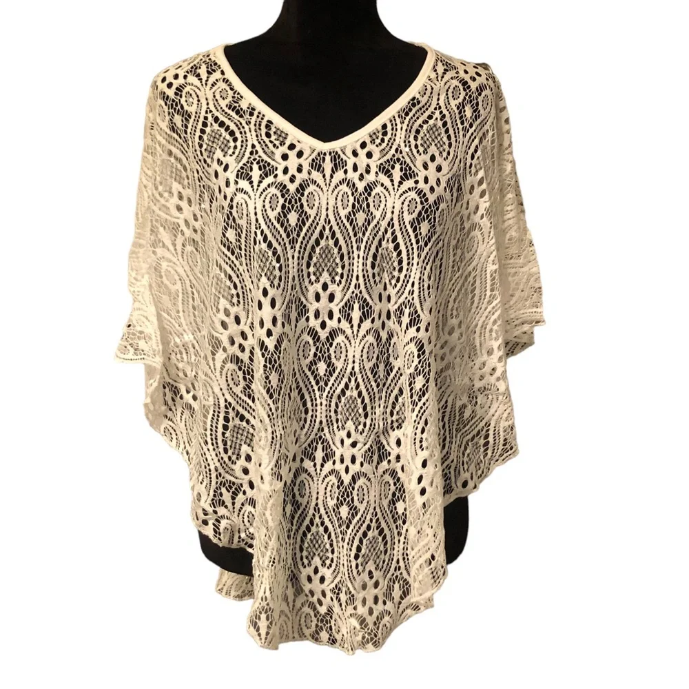 Brittany Black White Lace Sparkle Wrap size Medium - Picture 3 of 7